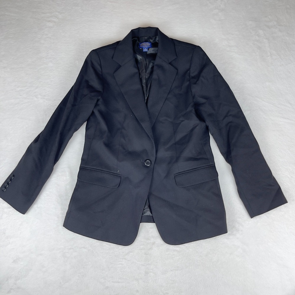 Pendleton Blazer Jacket Wome's 8 Black Lined Single Breasted Notch Lapel